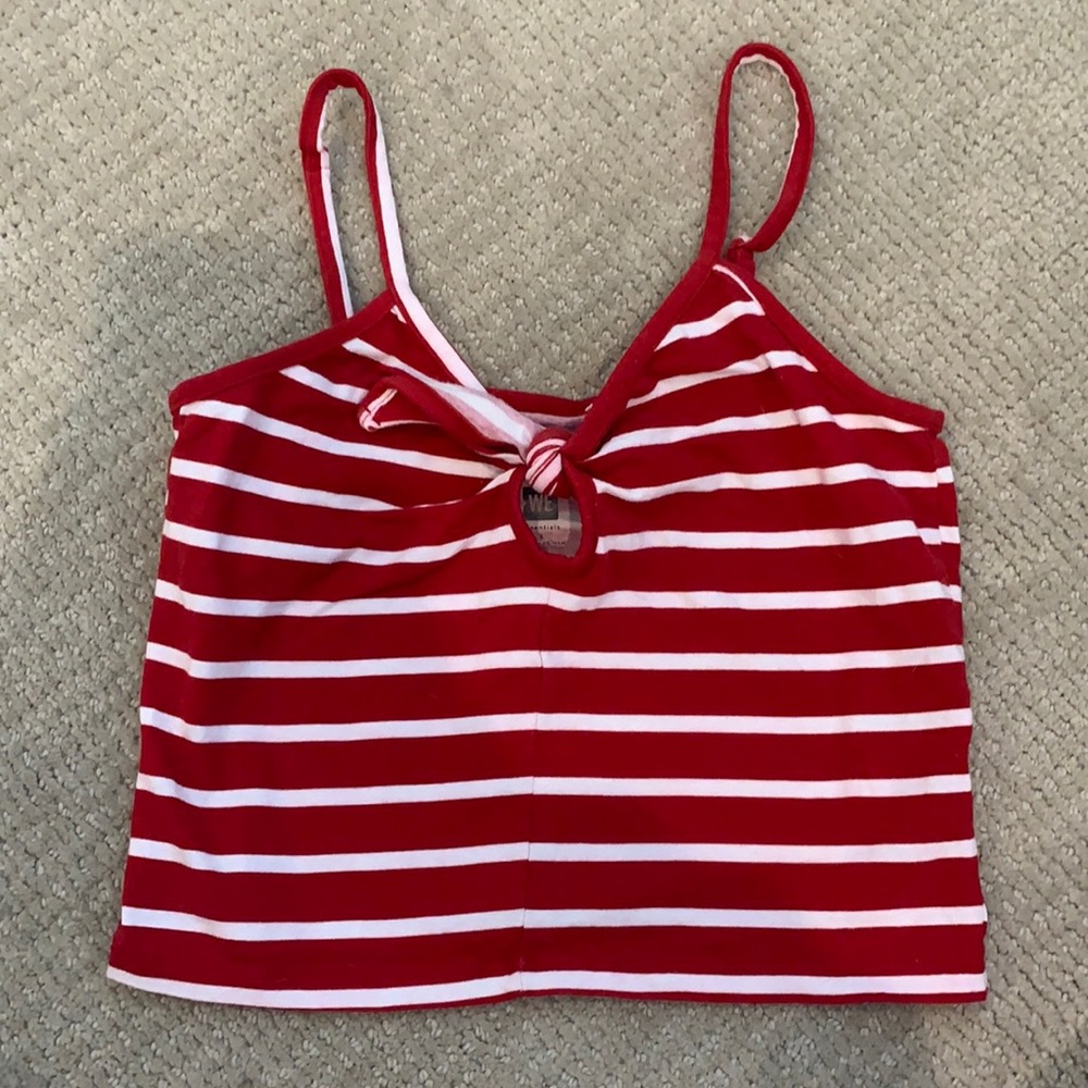 Red and White Stripped Crop Top- Adjustable Tie